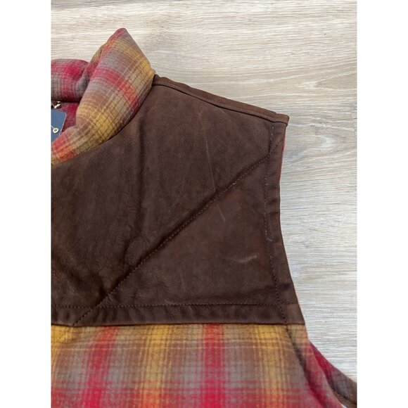 Timberland X Pendleton Wool Puffer Vest XXL Plaid Leather Down Filled Country - Picture 3 of 14